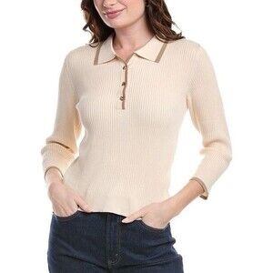 Nanette Lepore Long Sleeve Ribbed Sweater in cream/beige Size Medium